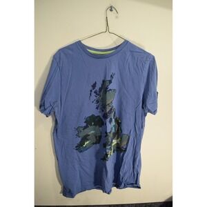 Johnnie B Mini Boden BOYS L 15 16 United Kingdom Map T Shirt Blue